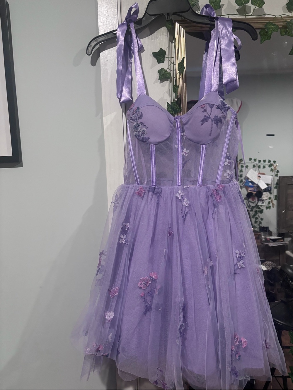 Camille La Vie Lavender Tulle Floral Babydoll Dress
